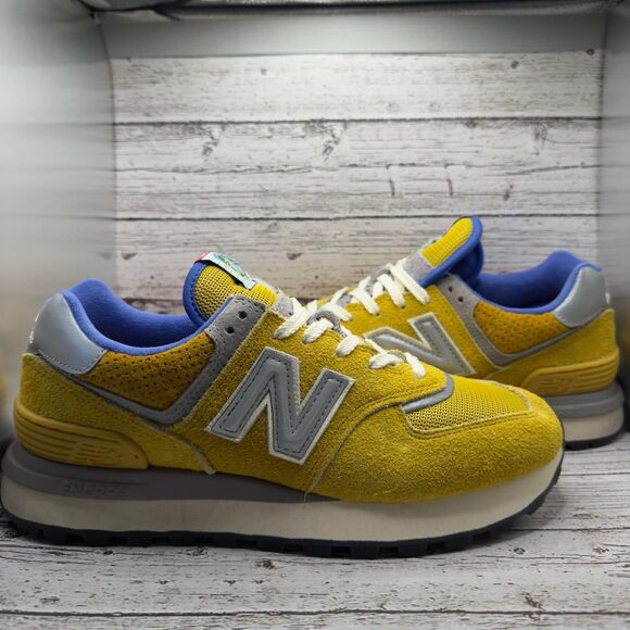 New-Balance Men's Yellow and Blue Trainers - Picture 3 of 7